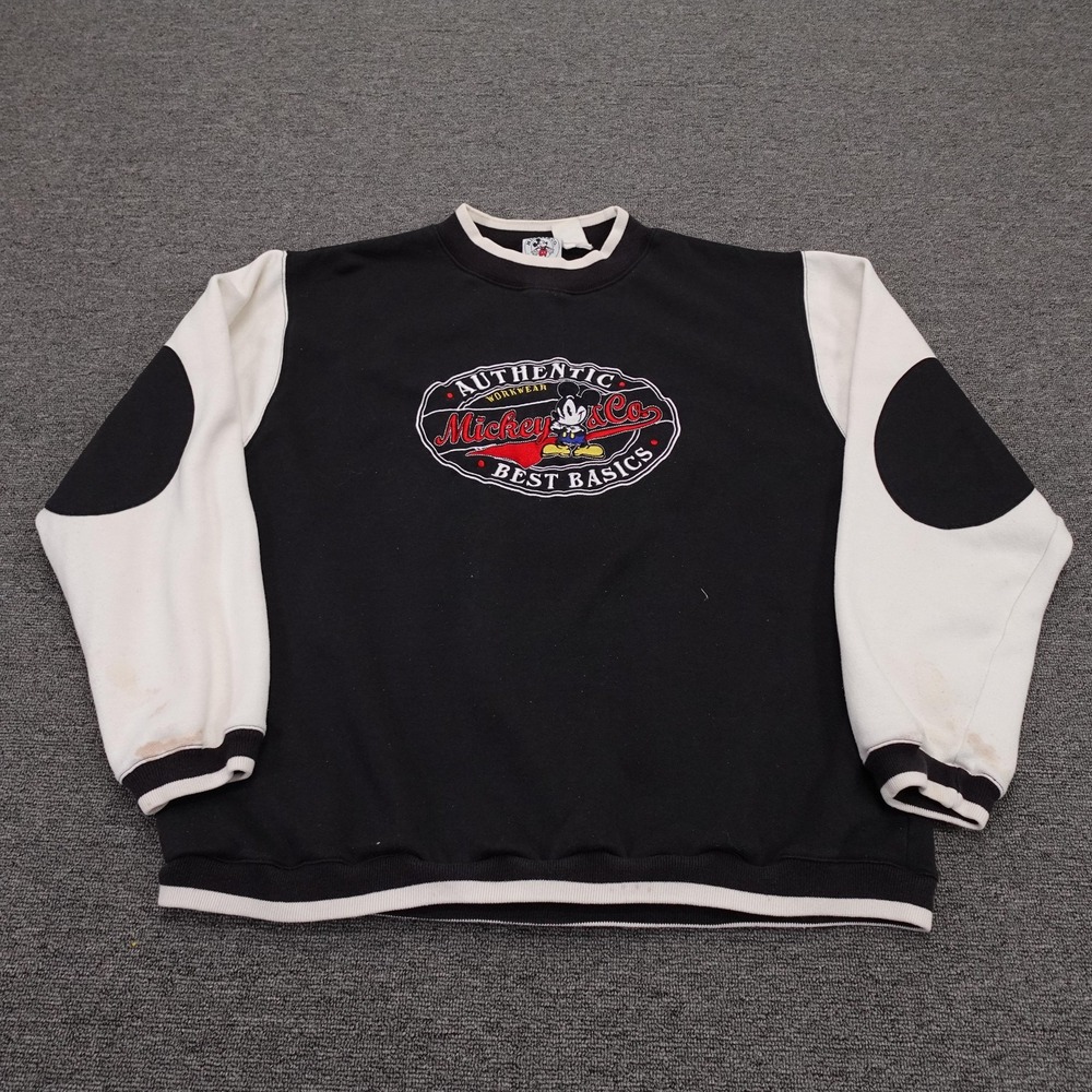 Vintage Mickey & Co. Sweatshirt Mens XL Black Crewneck Mickey Mouse Graphic 90s
